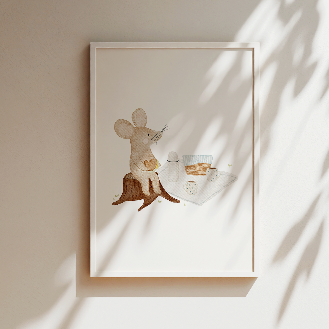 Kinderposter Maus Picknick inkl. Rahmen