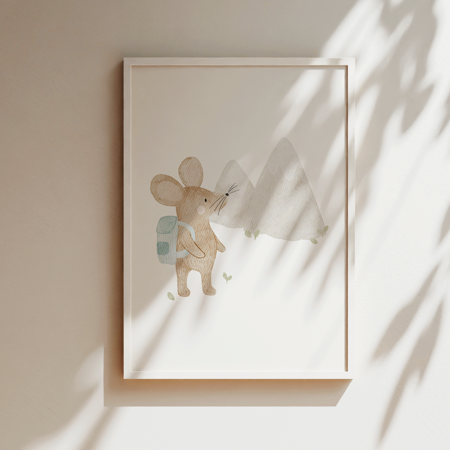 Kinderposter Maus beim Wandern
