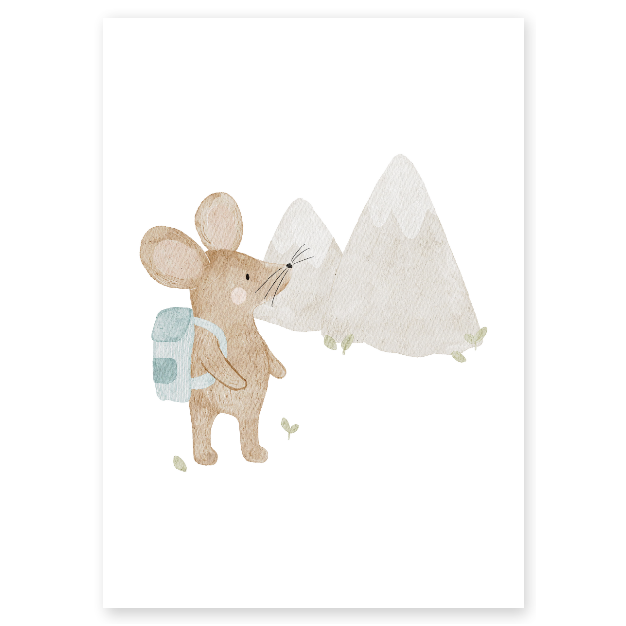 Kinderposter Maus beim Wandern