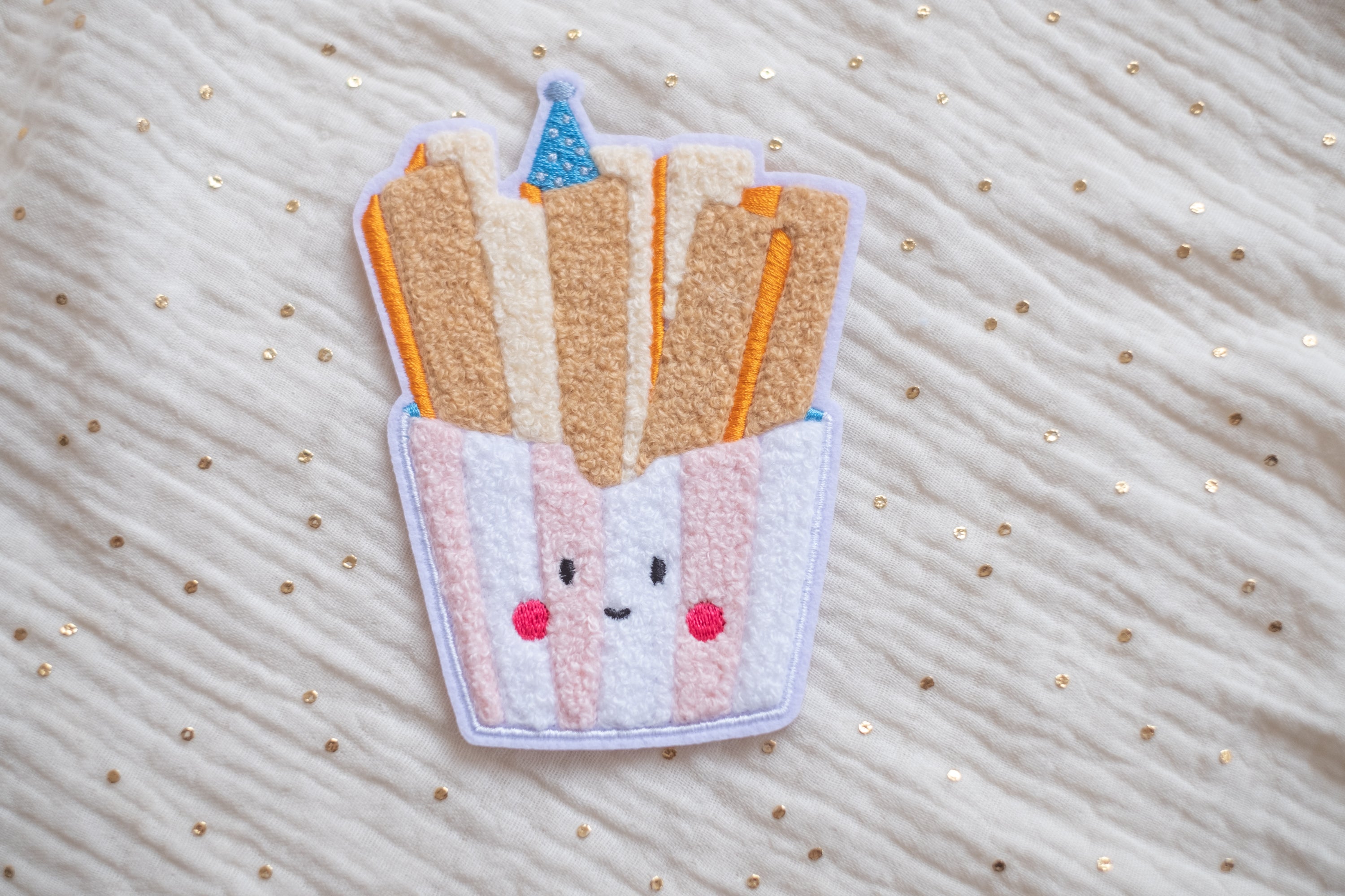 Hej Hanni Patch flauschig Pommes Chenillepatch