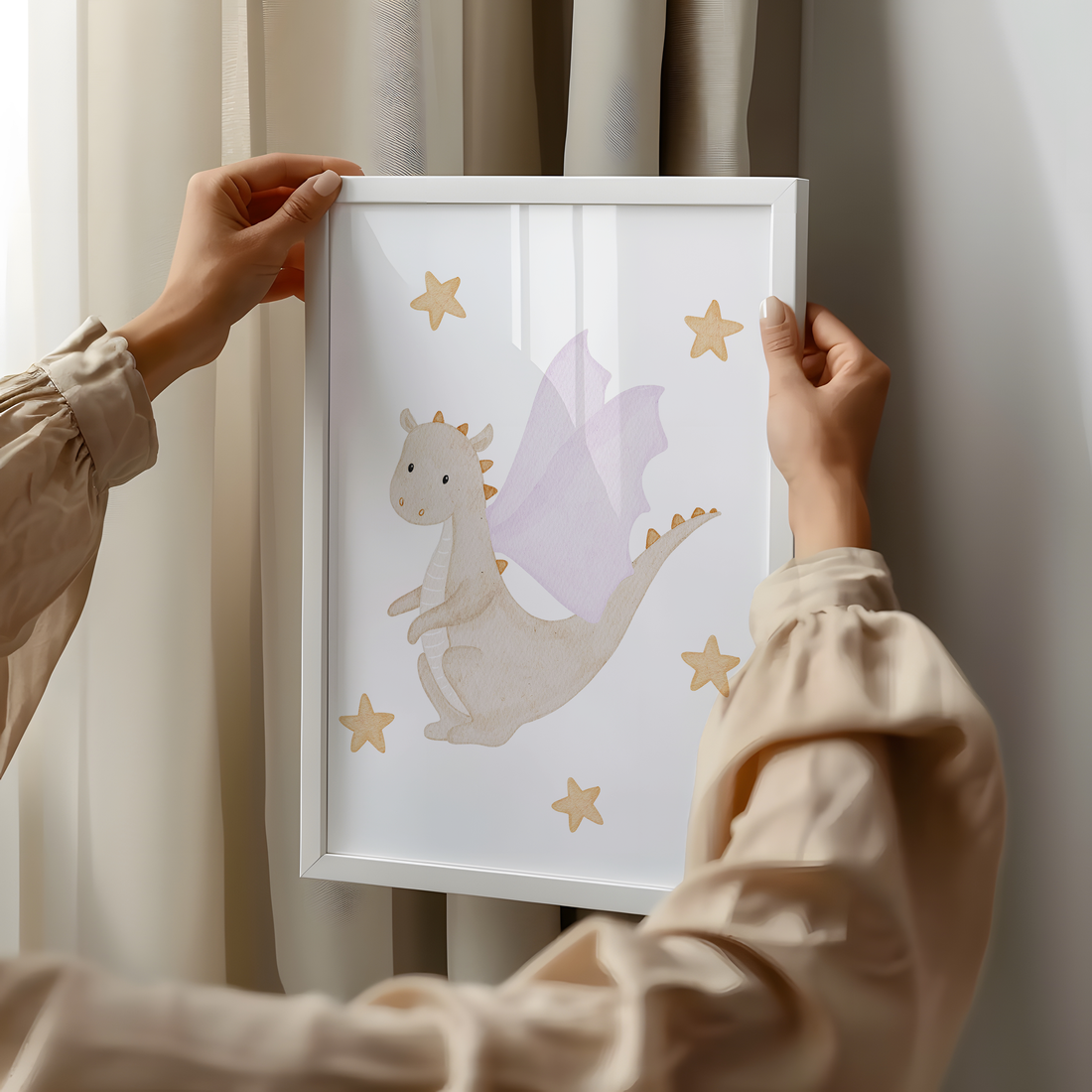 Kinderposter Drache Sterne inkl. Rahmen