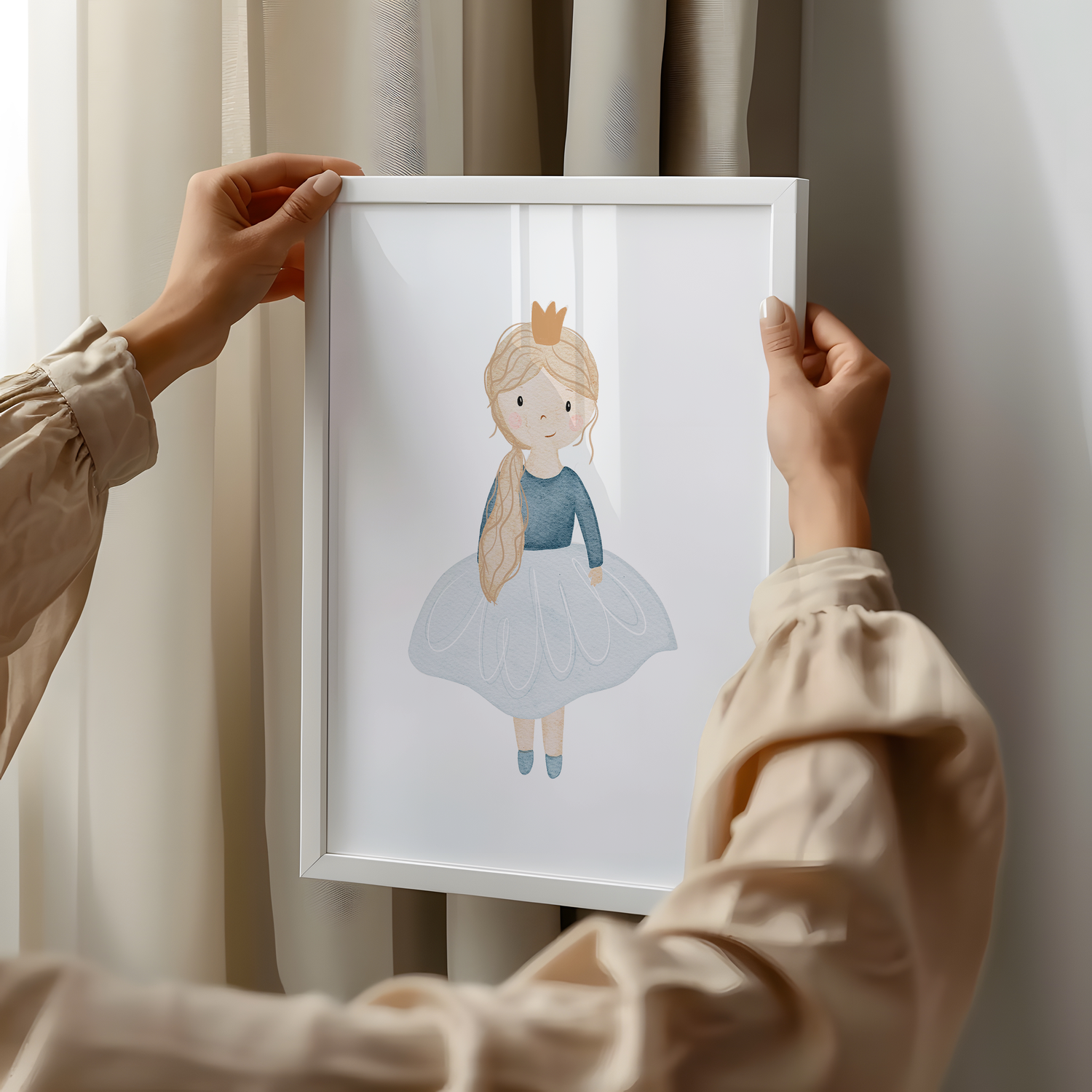 Kinderposter Prinzessin in blauem Kleid