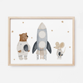 Kinderposter Raketenstart inkl. Rahmen