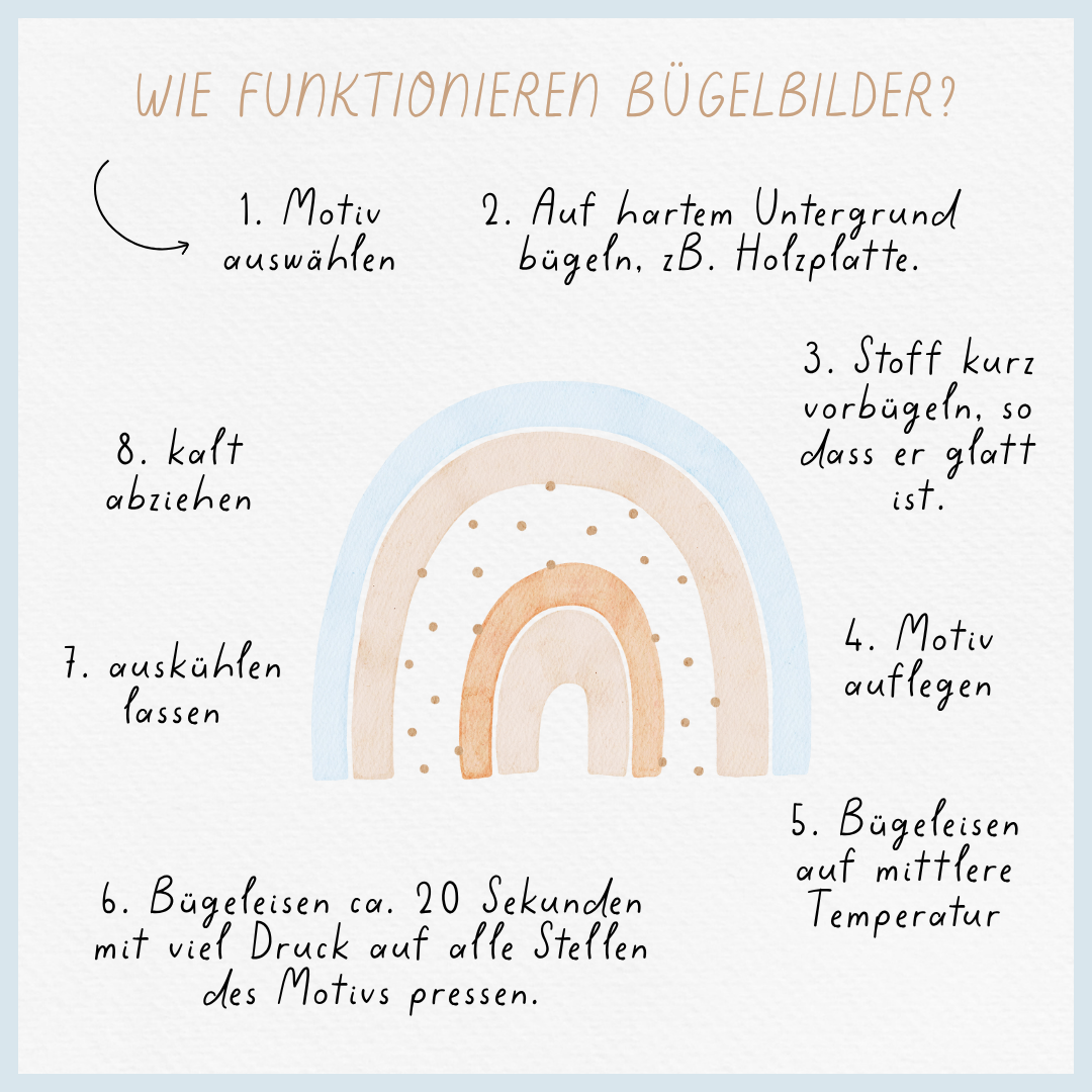 Hej Hanni Bügelbild Regenbogen blau