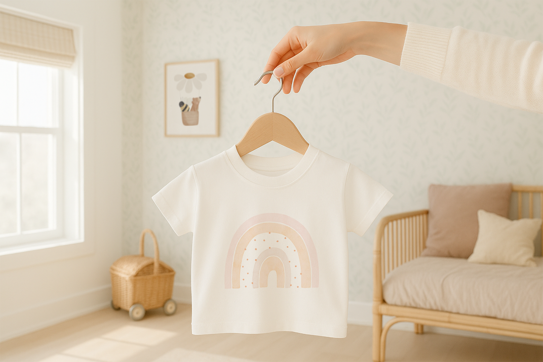 Hej Hanni Bügelbild Regenbogen rosa