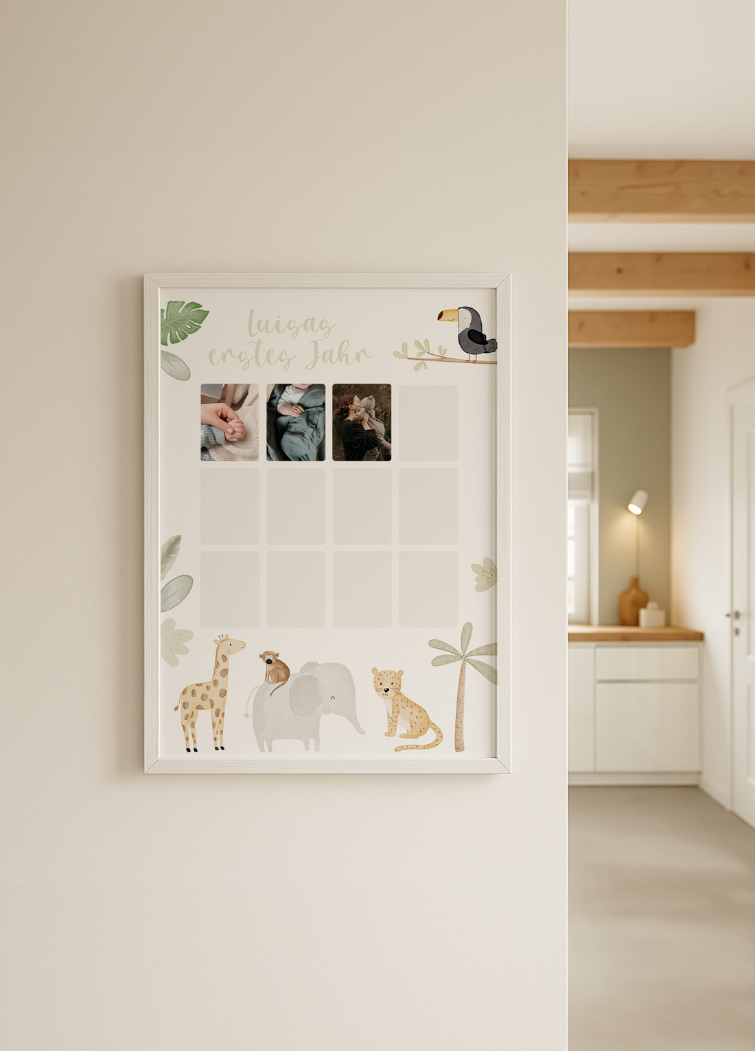 Kinderposter erstes Babyjahr Safari - für Fotos