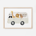 Kinderposter Safaribus inkl. Rahmen