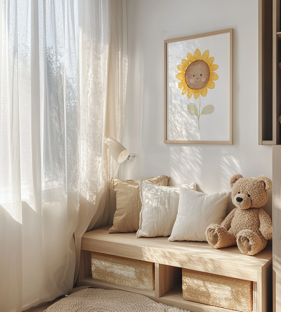 Kinderposter Sonnenblume inkl. Rahmen