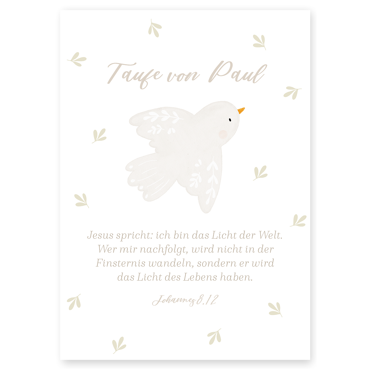 Poster Taufspruch Taube