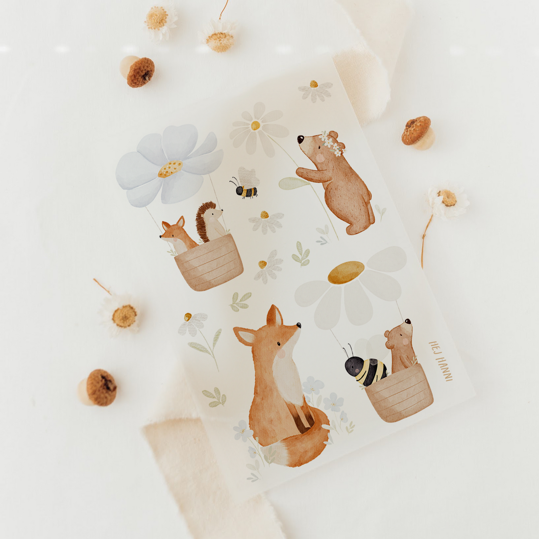 Hej Hanni Bügelbilderset Tiere Heißluftballon A5