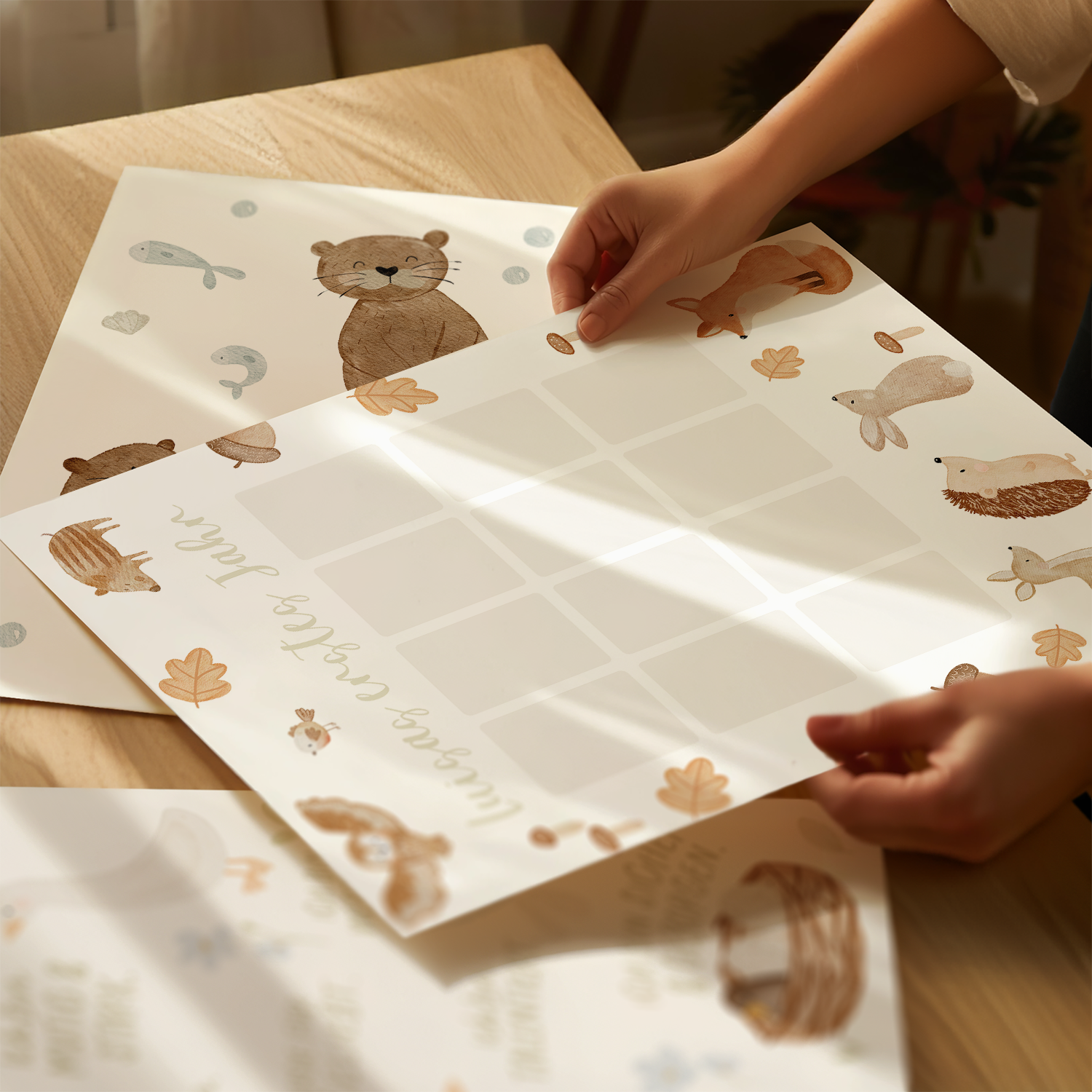 Kinderposter erstes Babyjahr Waldtiere - für Fotos