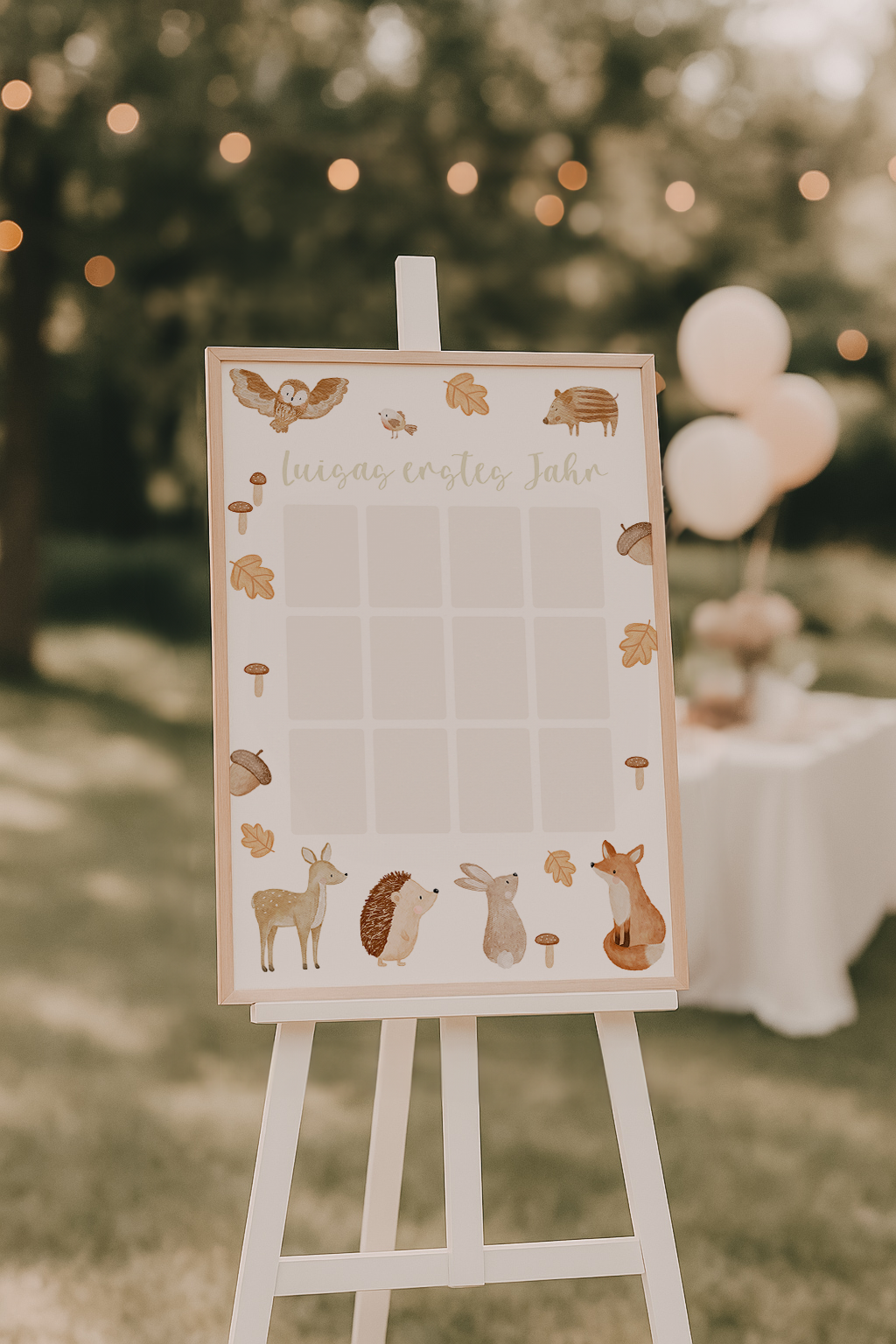 Kinderposter erstes Babyjahr Waldtiere - für Fotos