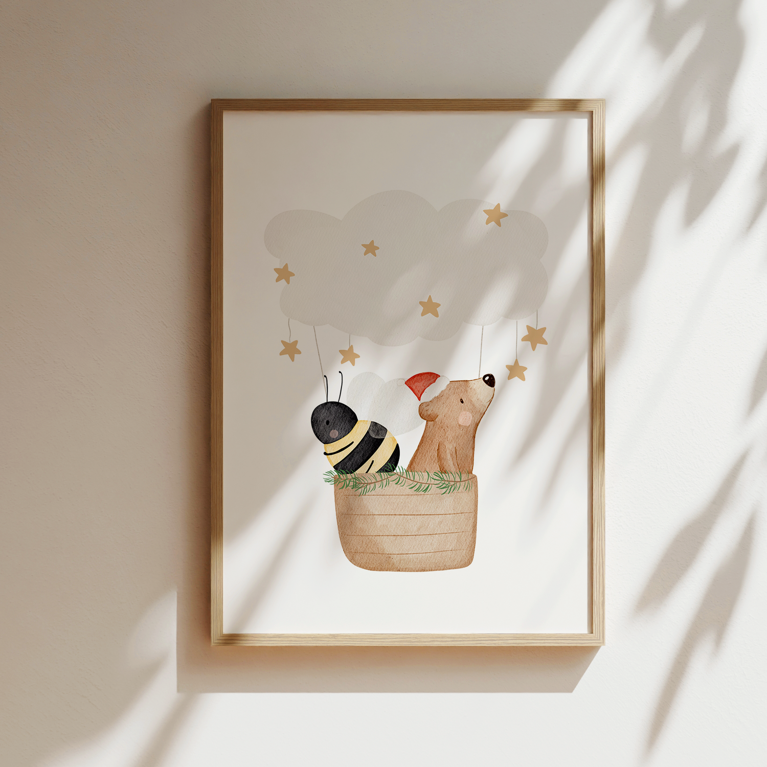 Kinderposter Weihnachten Heißluftballon Bär & Biene