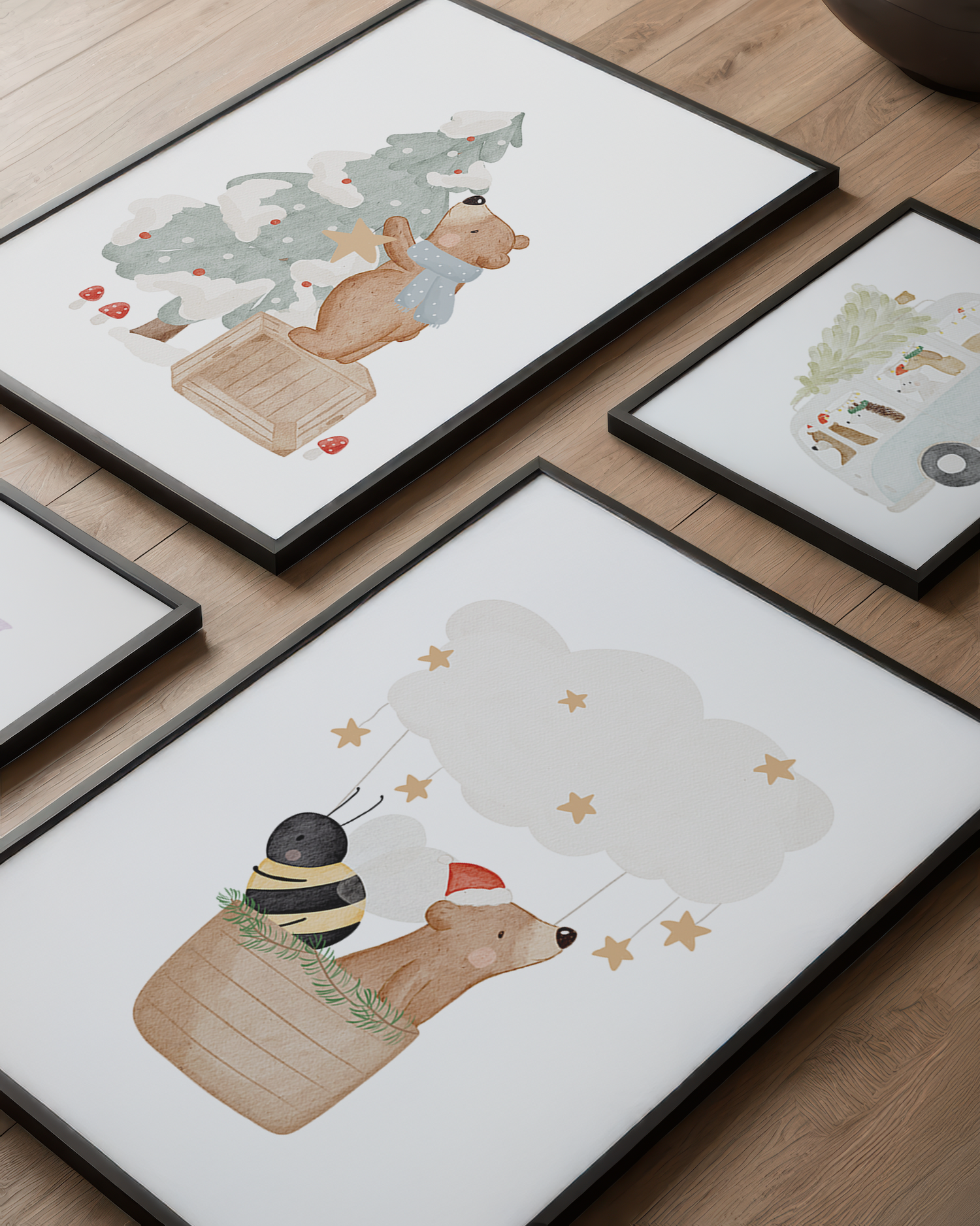 Kinderposter Kleiner Bär Weihnachtsbaum