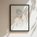 Kinderposter Weihnachten Schneemann inkl. Rahmen