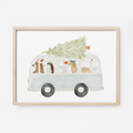 Kinderposter Tierbus Weihnachten inkl. Rahmen