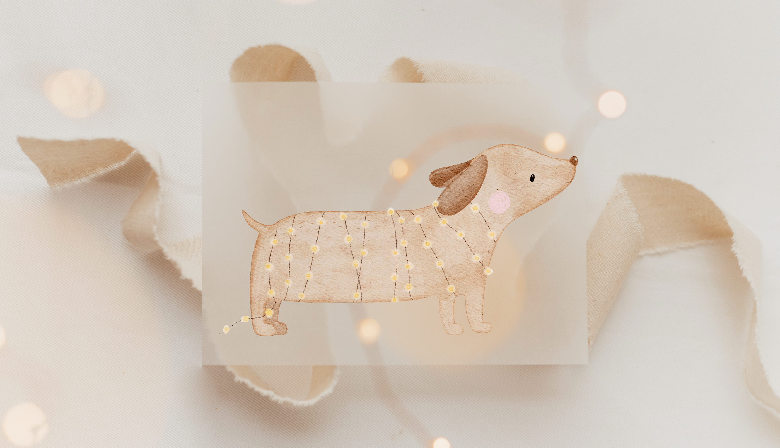 Hej Hanni Bügelbild Weihnachten Dackel Lichterkette