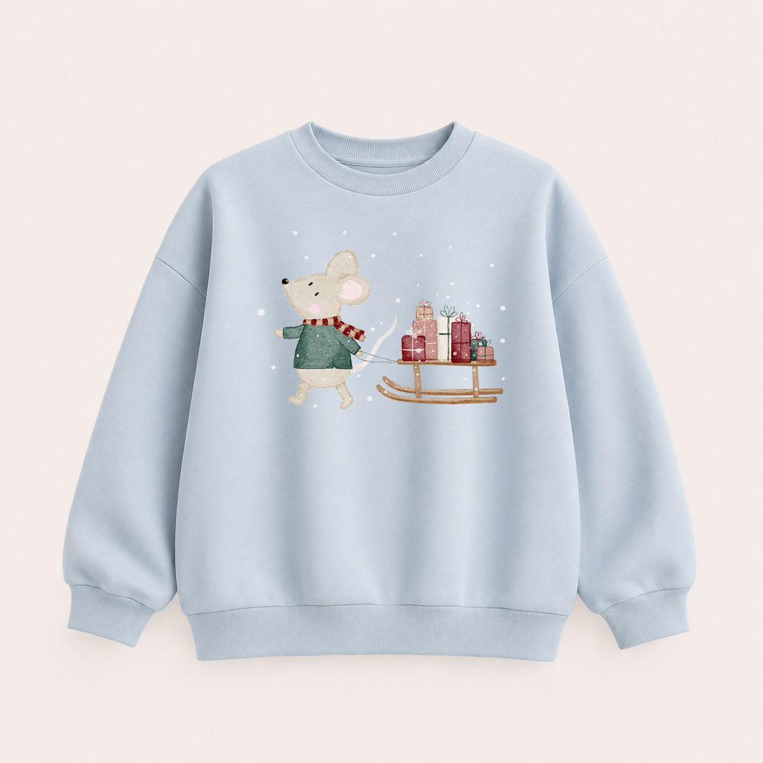 Hej Hanni Bügelbild Weihnachten Maus Geschenke Schlitten