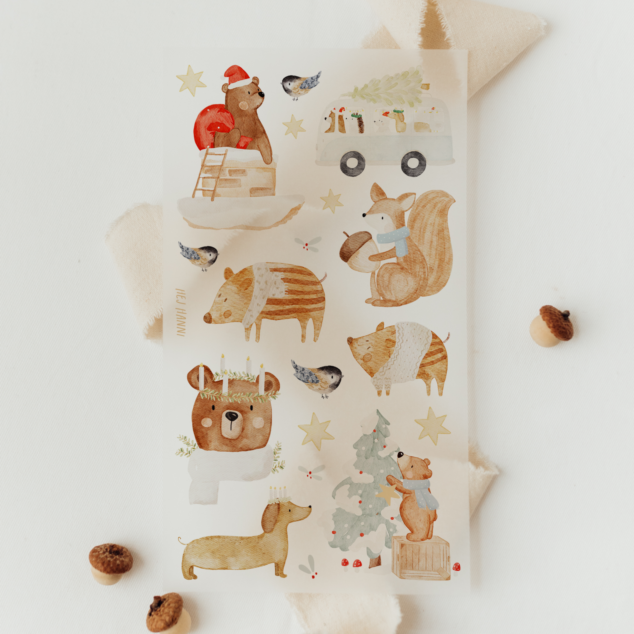 Hej Hanni Bügelbilderset Weihnachtstiere 14x25cm
