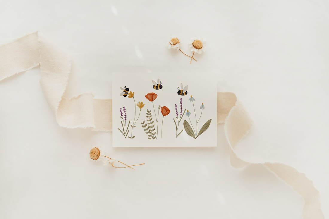 Hej Hanni Minikarte Wildblumen und Hummeln A7