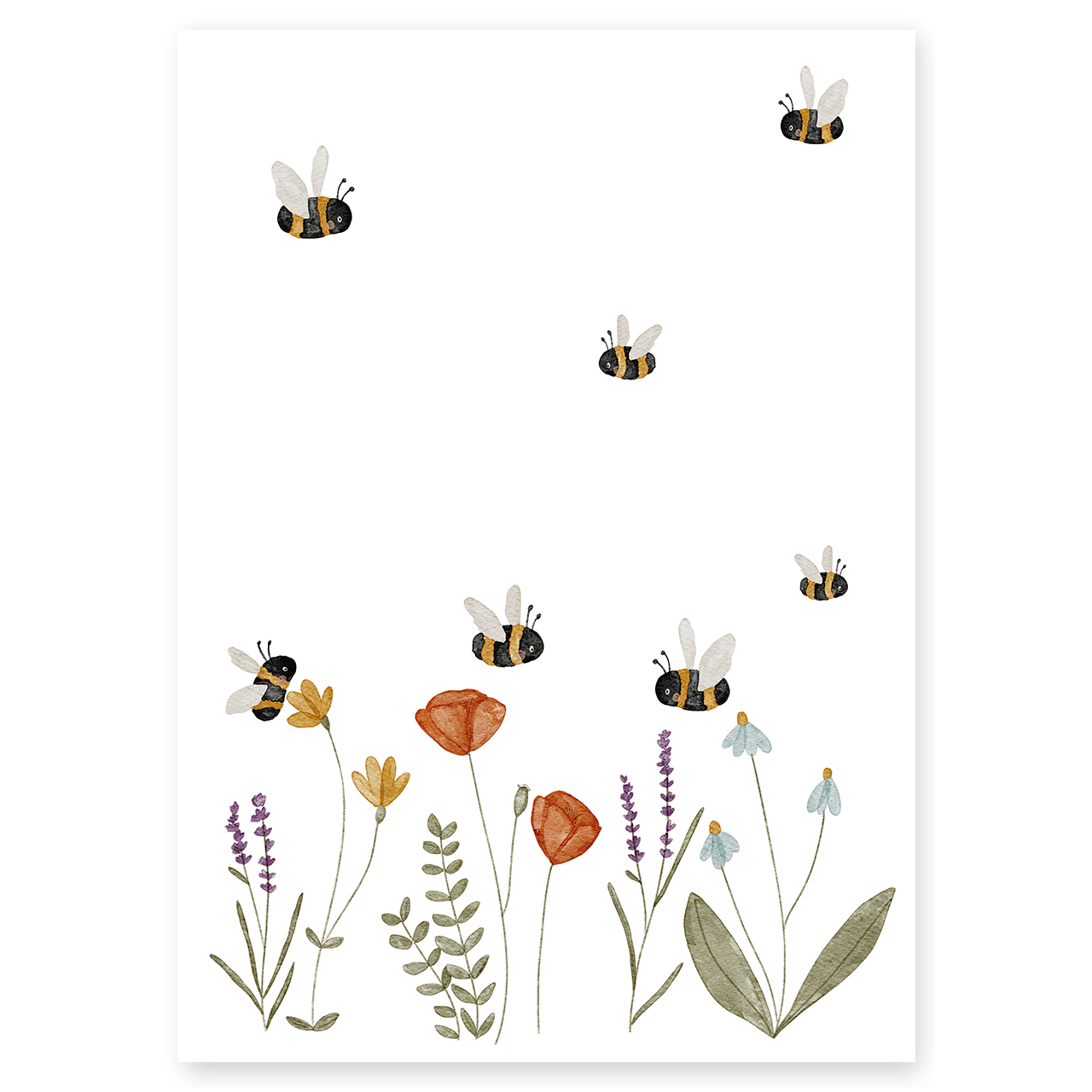 Kinderposter Wildblumen & Hummeln