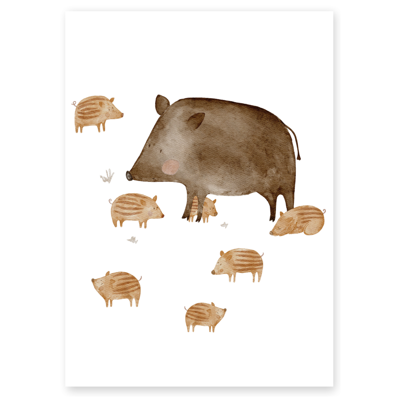 Kinderposter Wildschweinmama mit Frischlingen