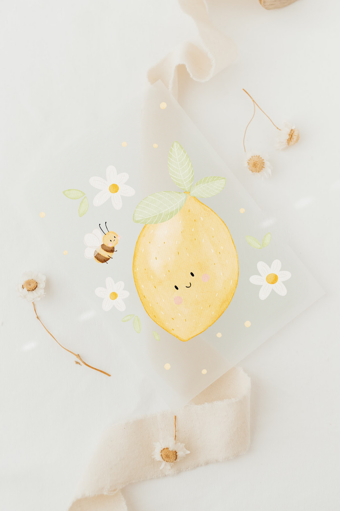 Hej Hanni Bügelbild Zitrone, Biene & Blumen