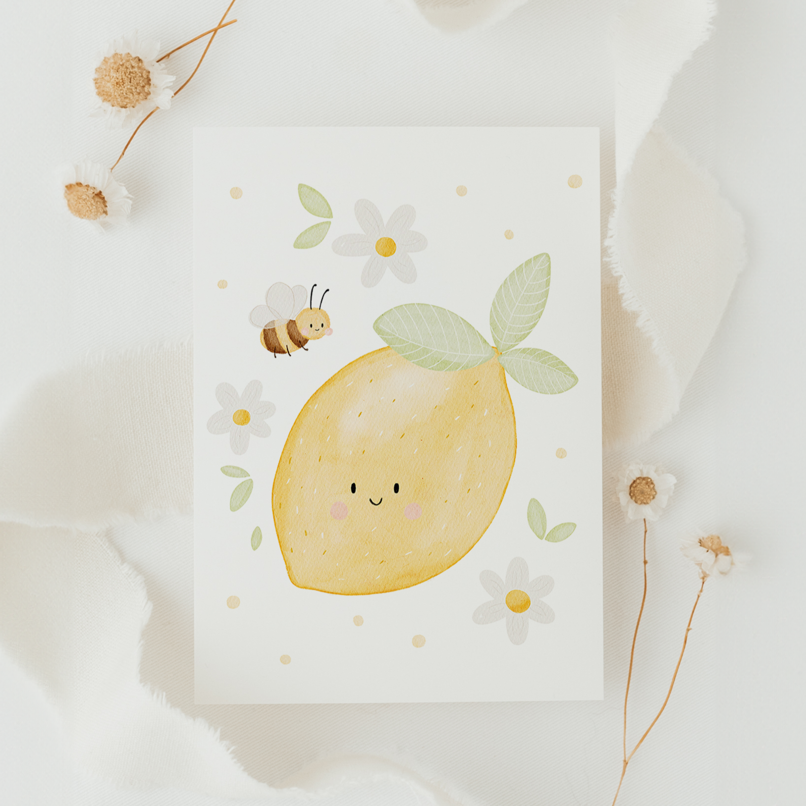 Hej Hanni Postkarte Zitrone & Bienen