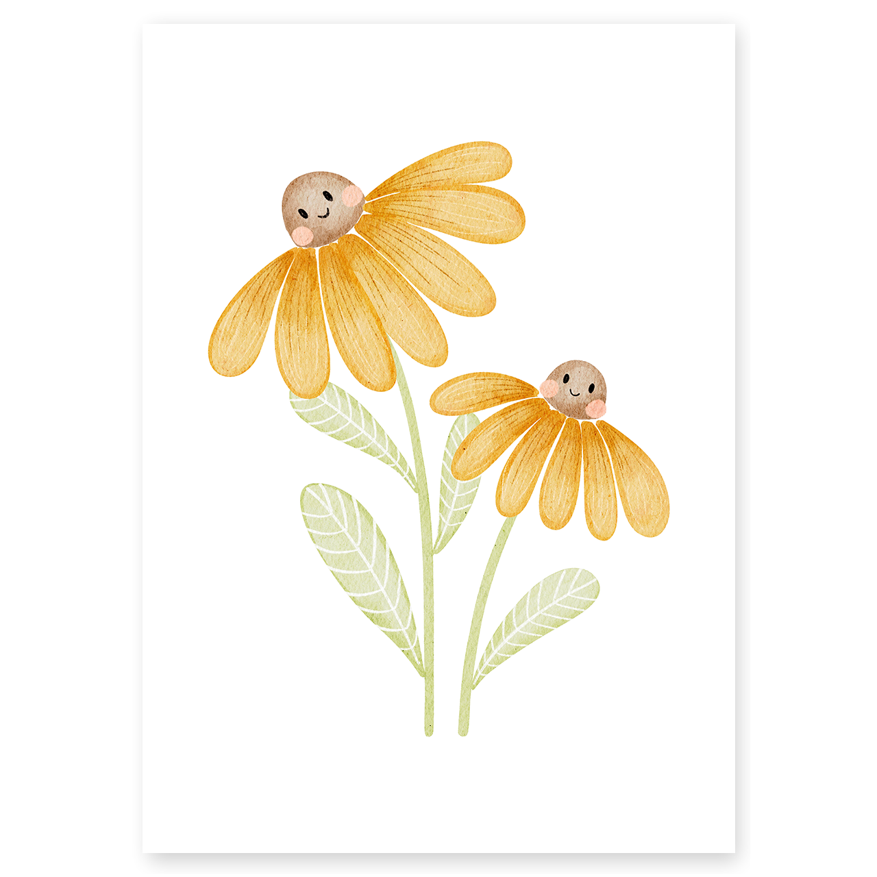 Kinderposter gelbe Blumen inkl. Rahmen