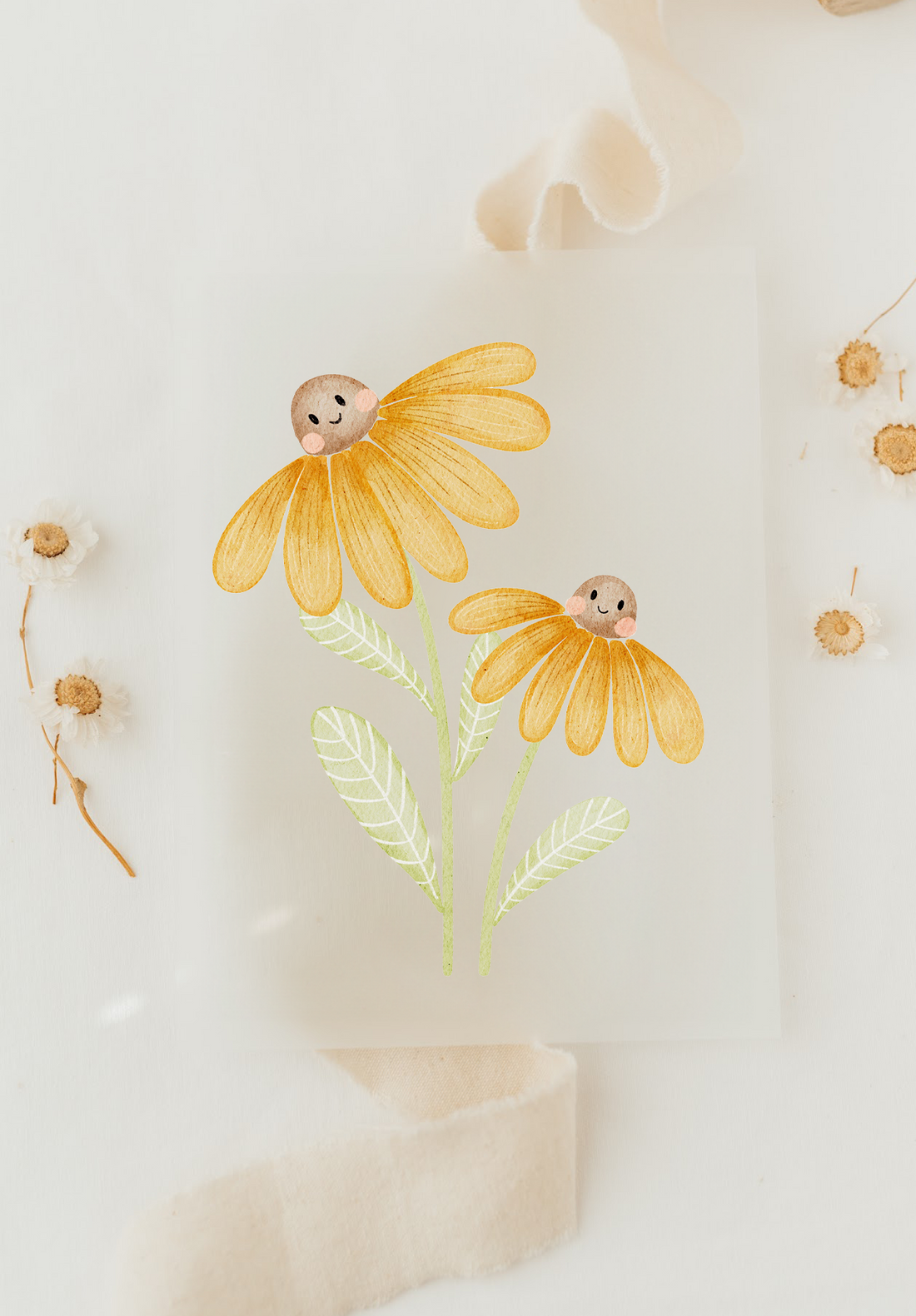 Hej Hanni Bügelbild gelbe Blumen