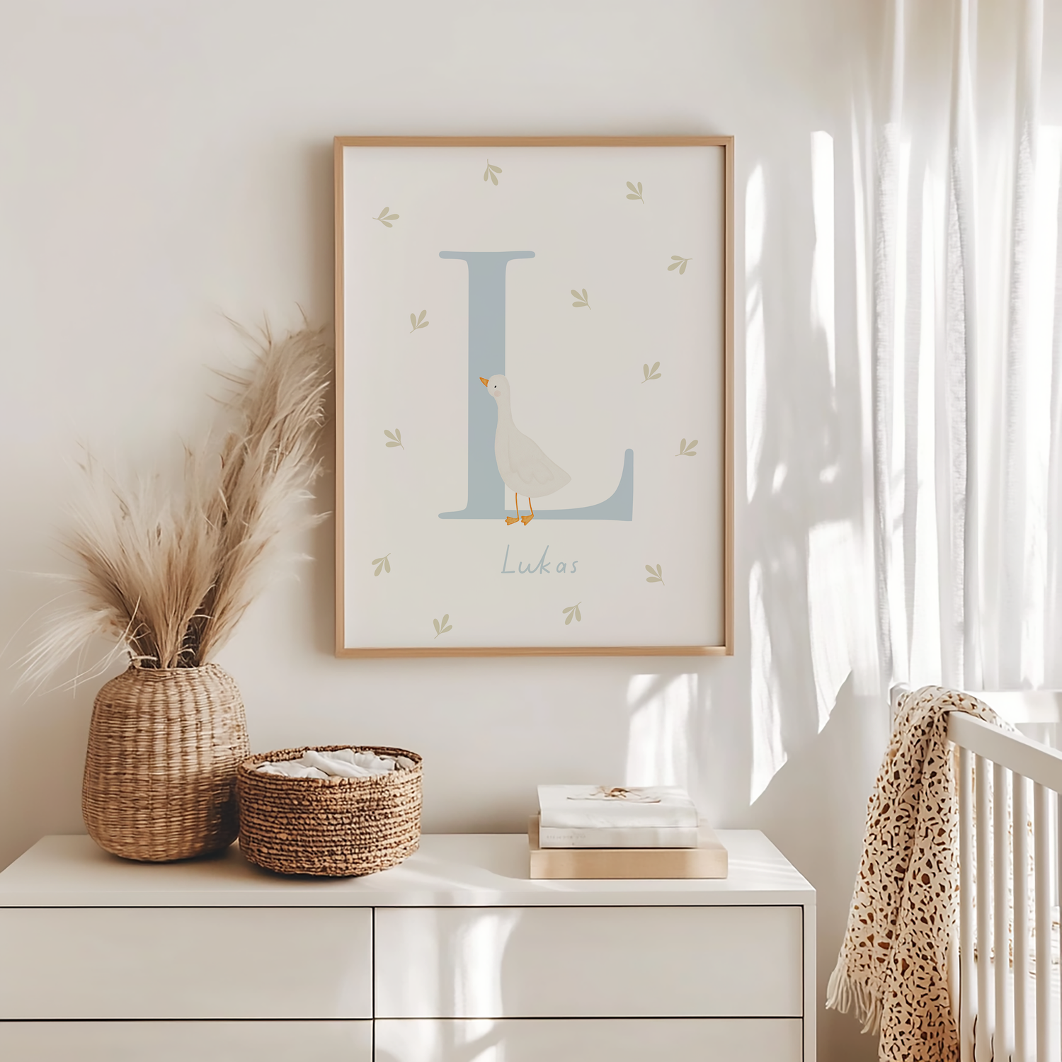 Buchstabenposter hellblau Gans