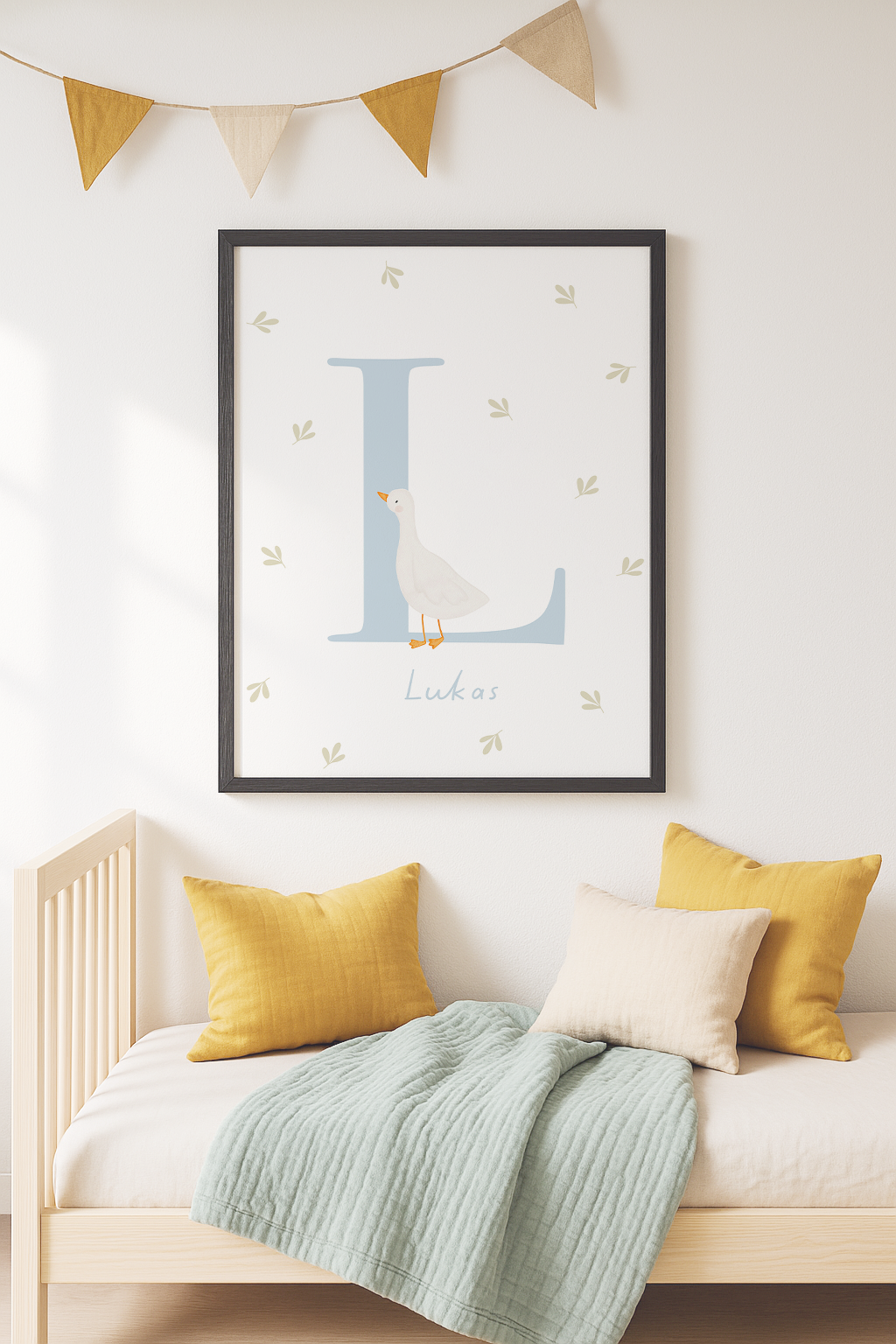 Buchstabenposter hellblau Gans