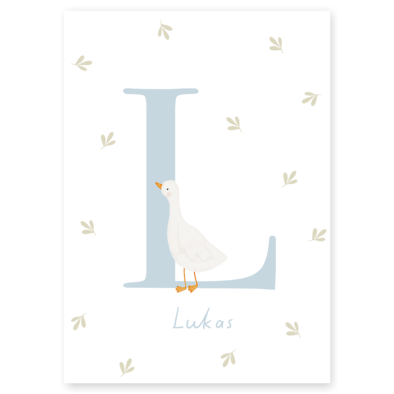 Buchstabenposter hellblau Gans