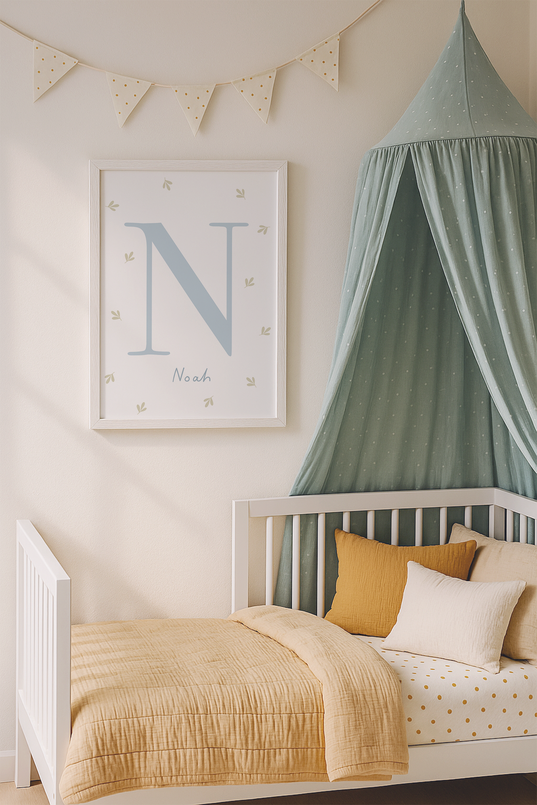 Buchstabenposter hellblau inkl. Rahmen