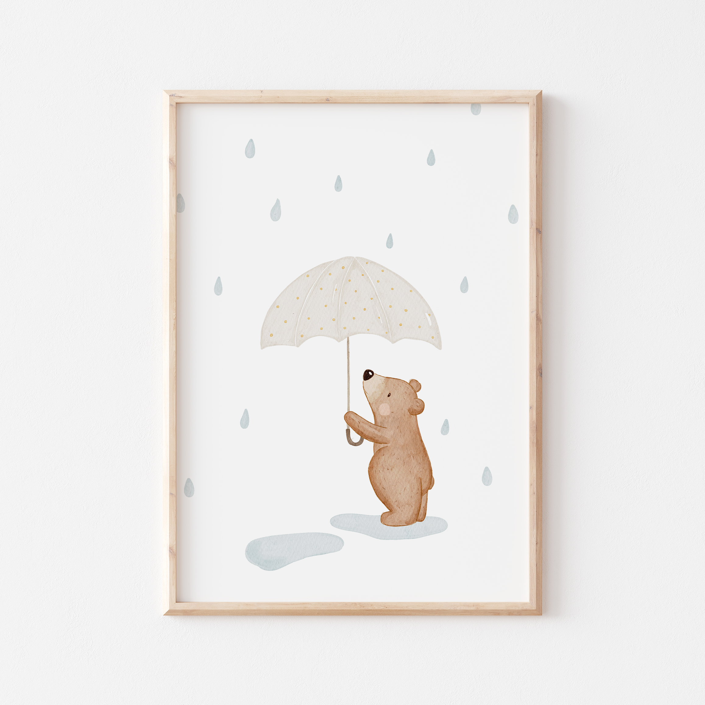 Poster Kleiner Bär im Regen A4