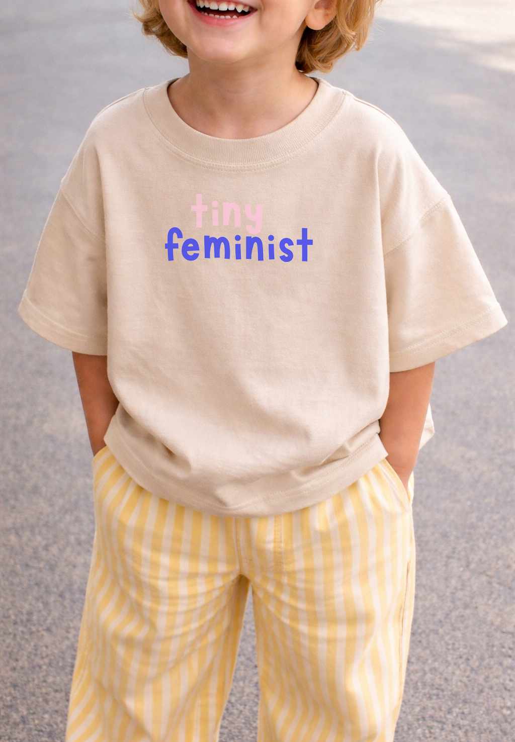 Hej Hanni Bügelbilder tiny feminist blau rosa