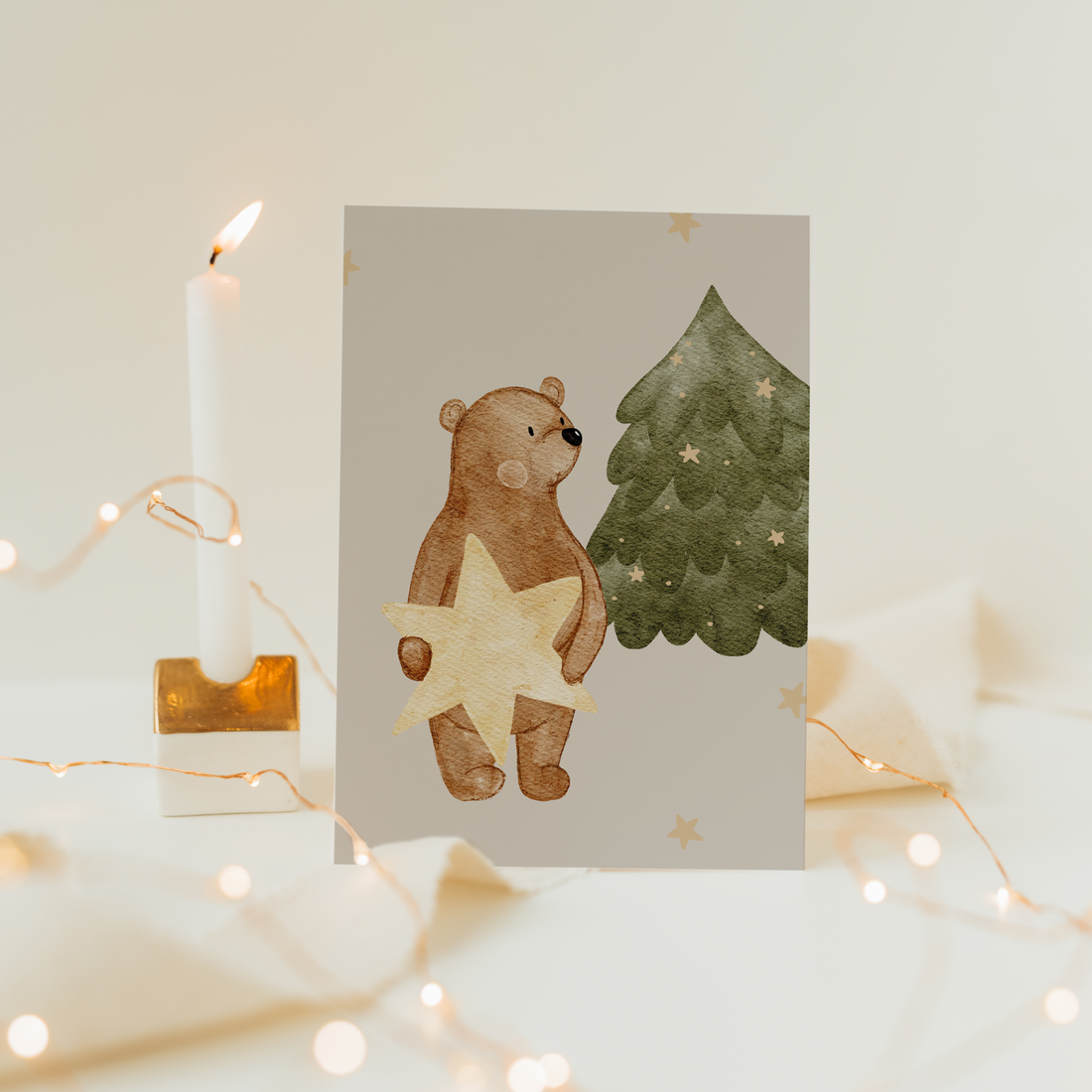 Hej Hanni Weihnachtskarte Bär Weihnachtsbaum