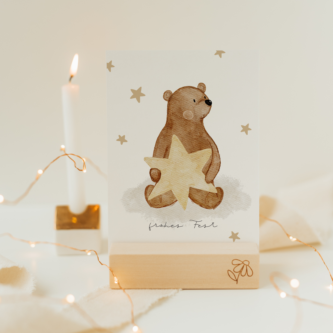 Hej Hanni Weihnachtskarte Bär Wolken