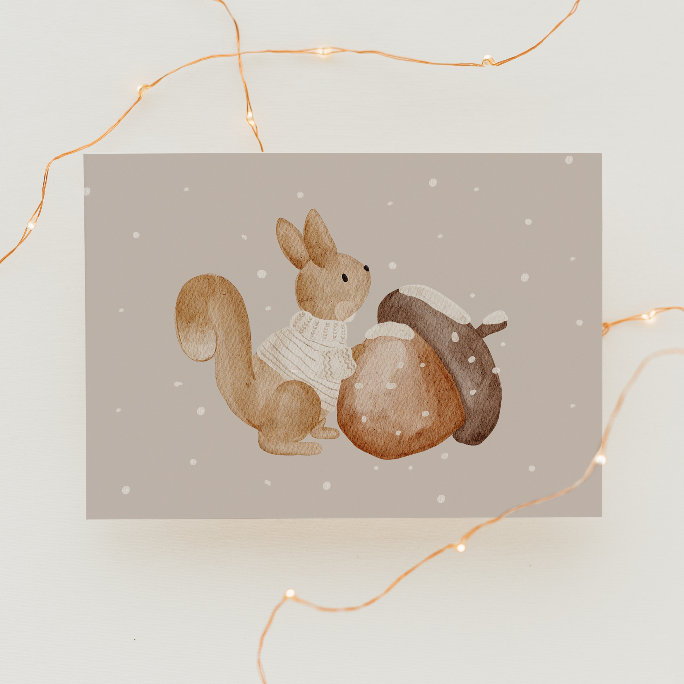 Hej Hanni Weihnachtskarte Eichhörnchen Pulli farbig