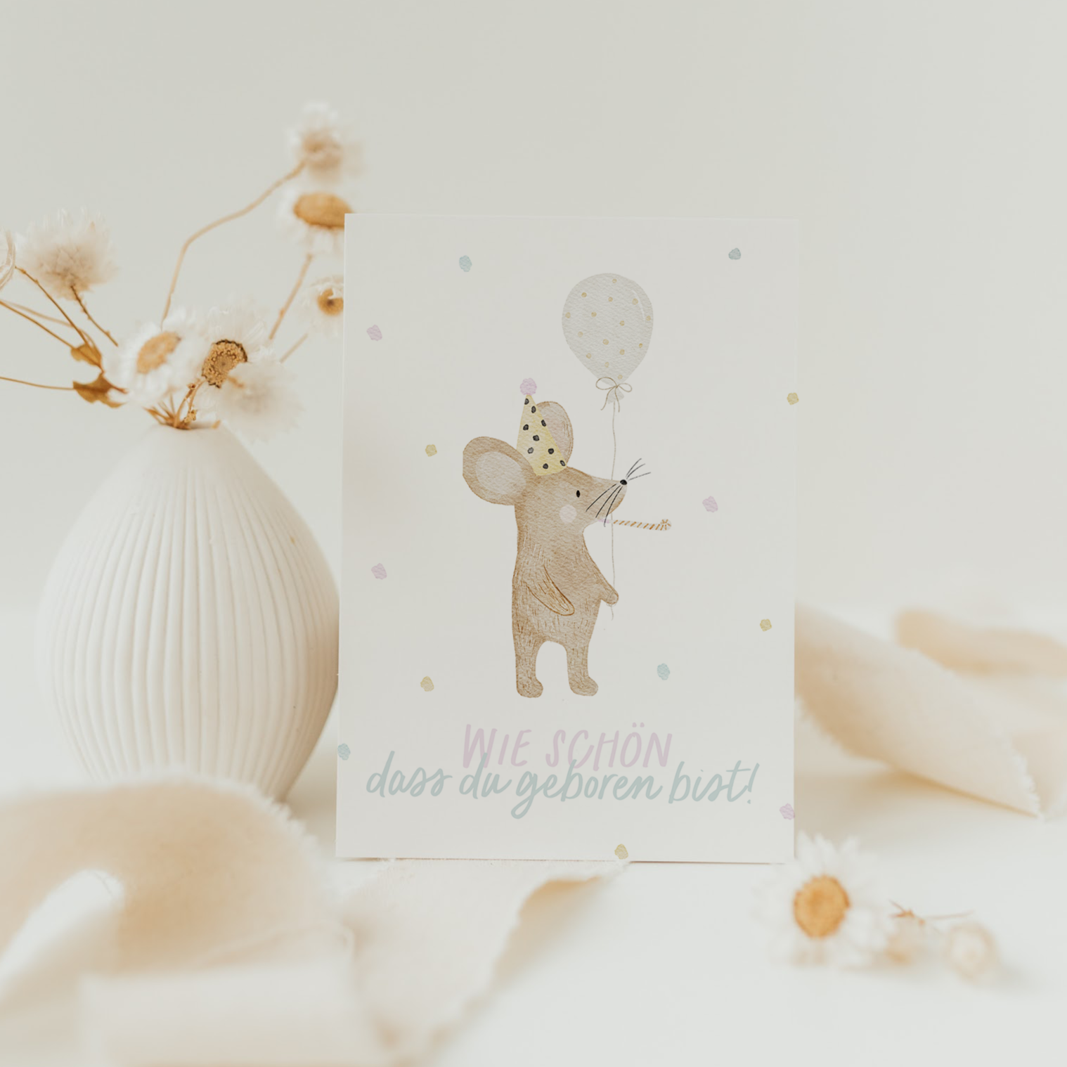 Hej Hanni Postkarte Geburtstag Maus