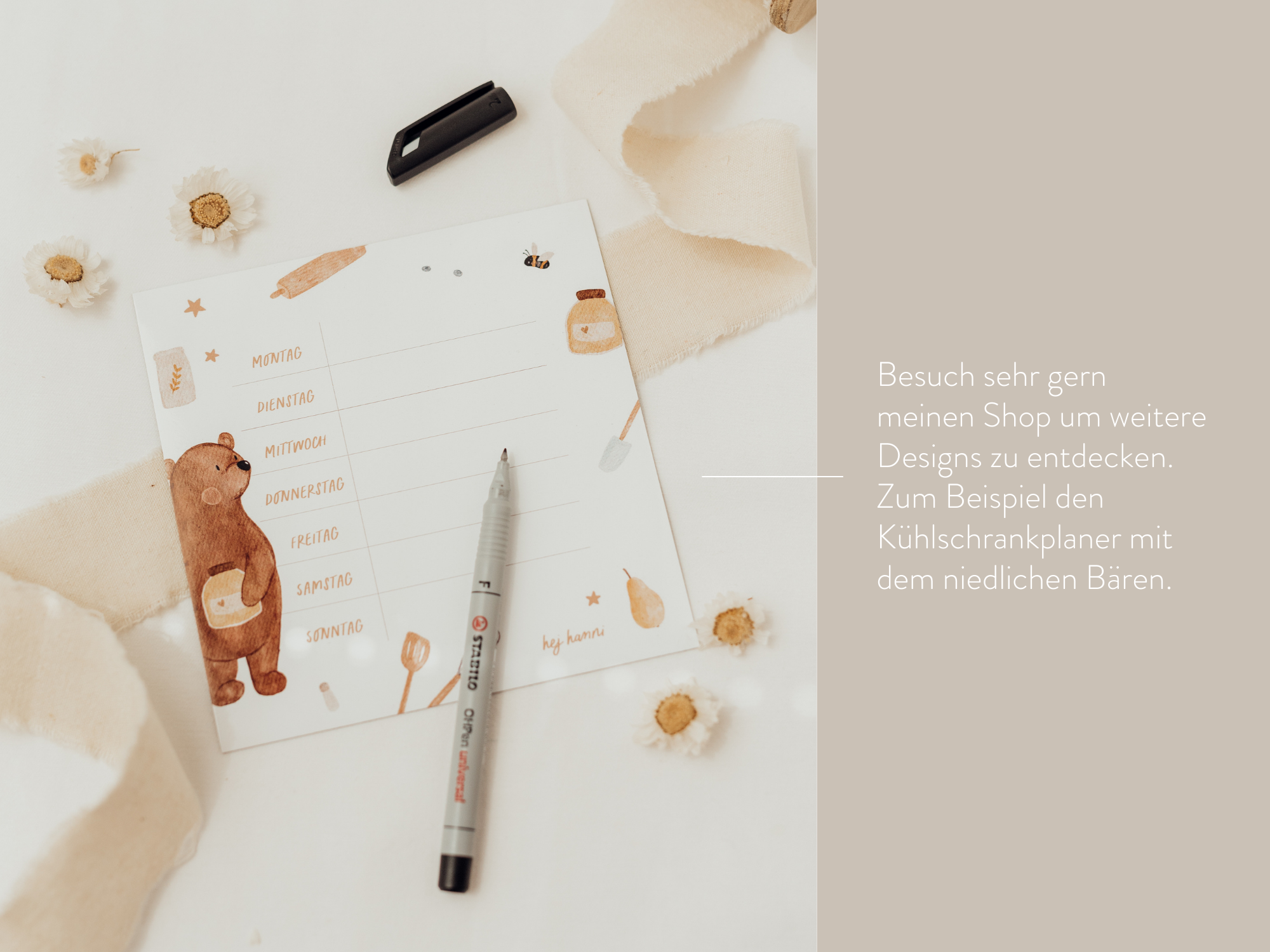 Hej Hanni wiederverwendbarer Wochenplan Früchte klein / Kühlschrankmagnet