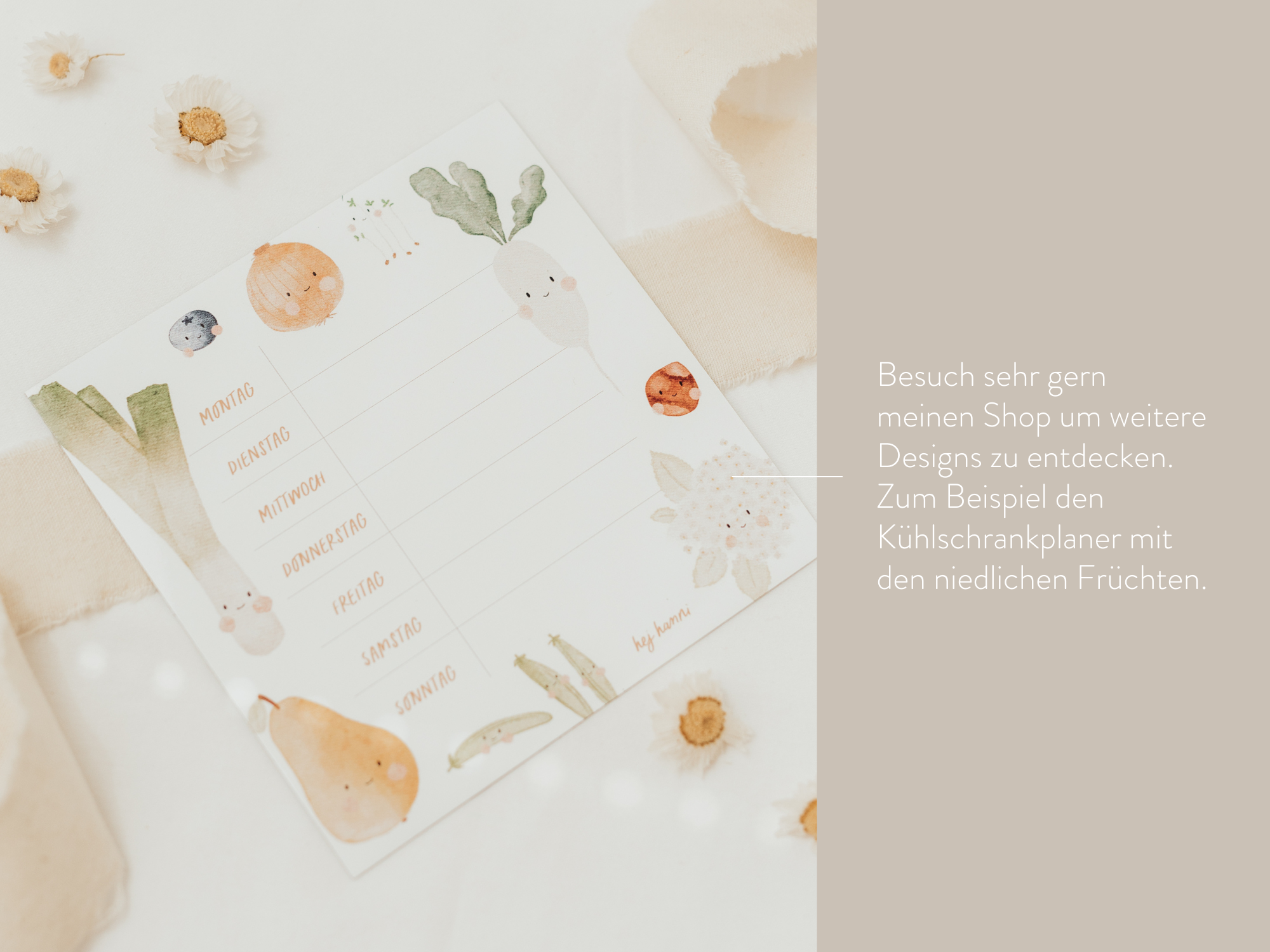 Hej Hanni wiederverwendbarer Wochenplan Bär klein / Kühlschrankmagnet