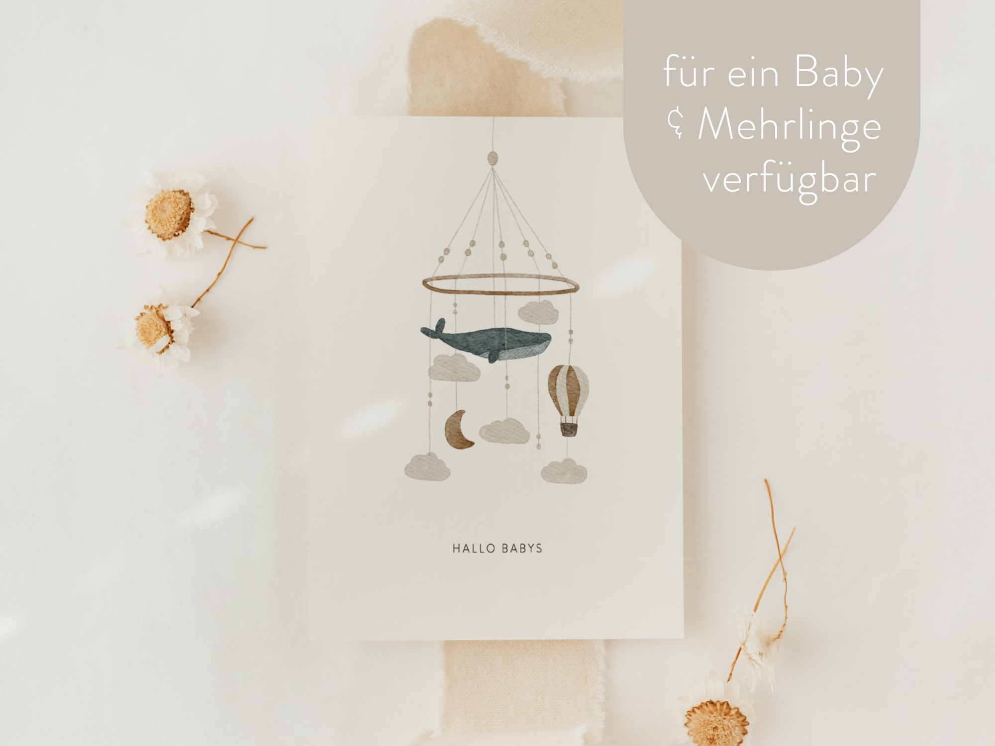 Hej Hanni Postkarte Hallo Baby / auch für Zwillinge