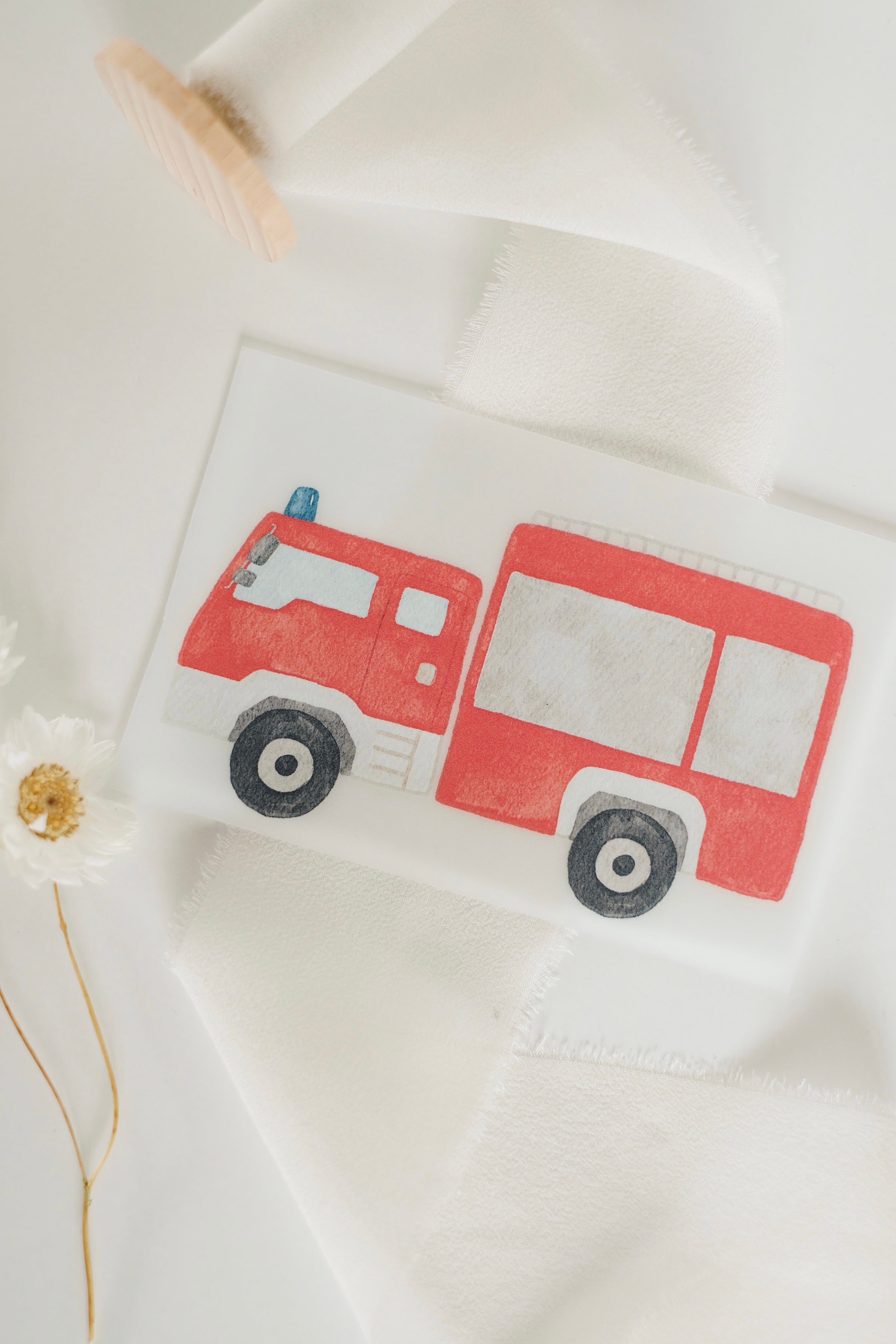 Hej Hanni Bügelbild Feuerwehrauto