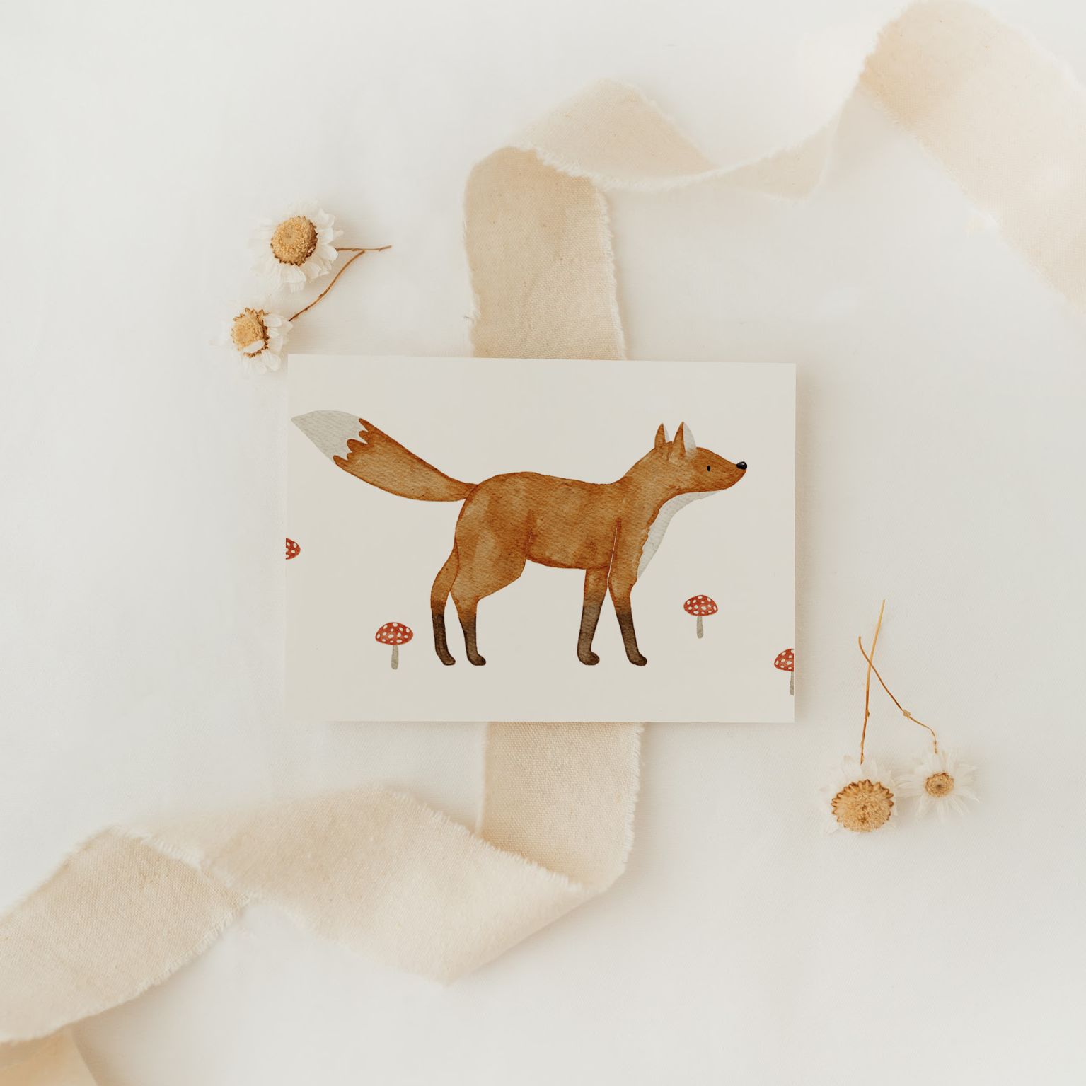 Hej Hanni Postkarte Fuchs mit Pilzen