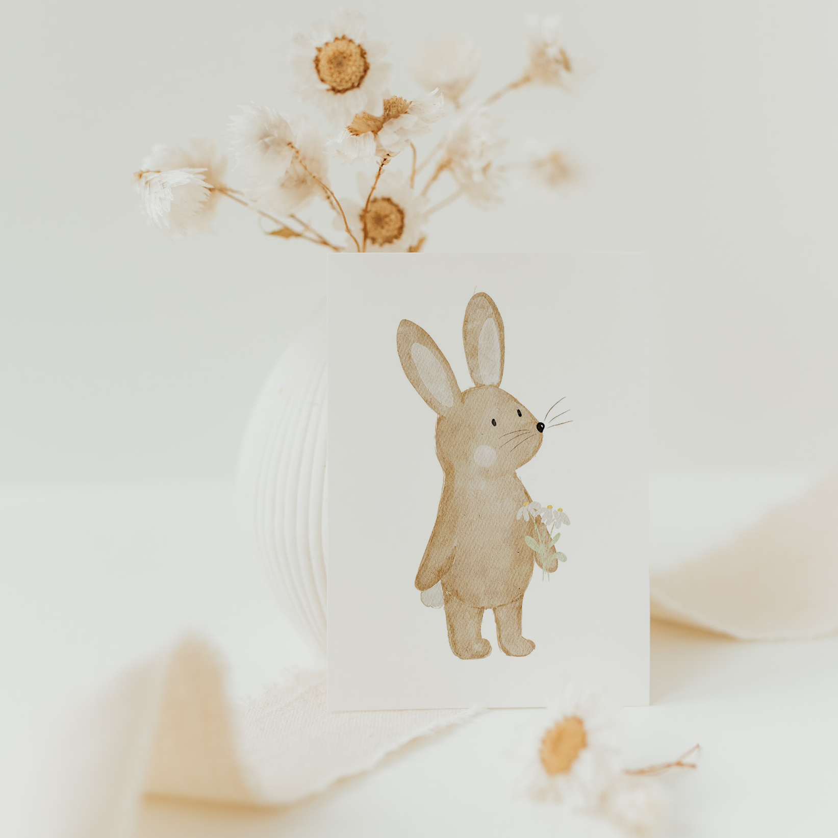 Hej Hanni Minikarte Ostern Hase Blumenstrauß A7