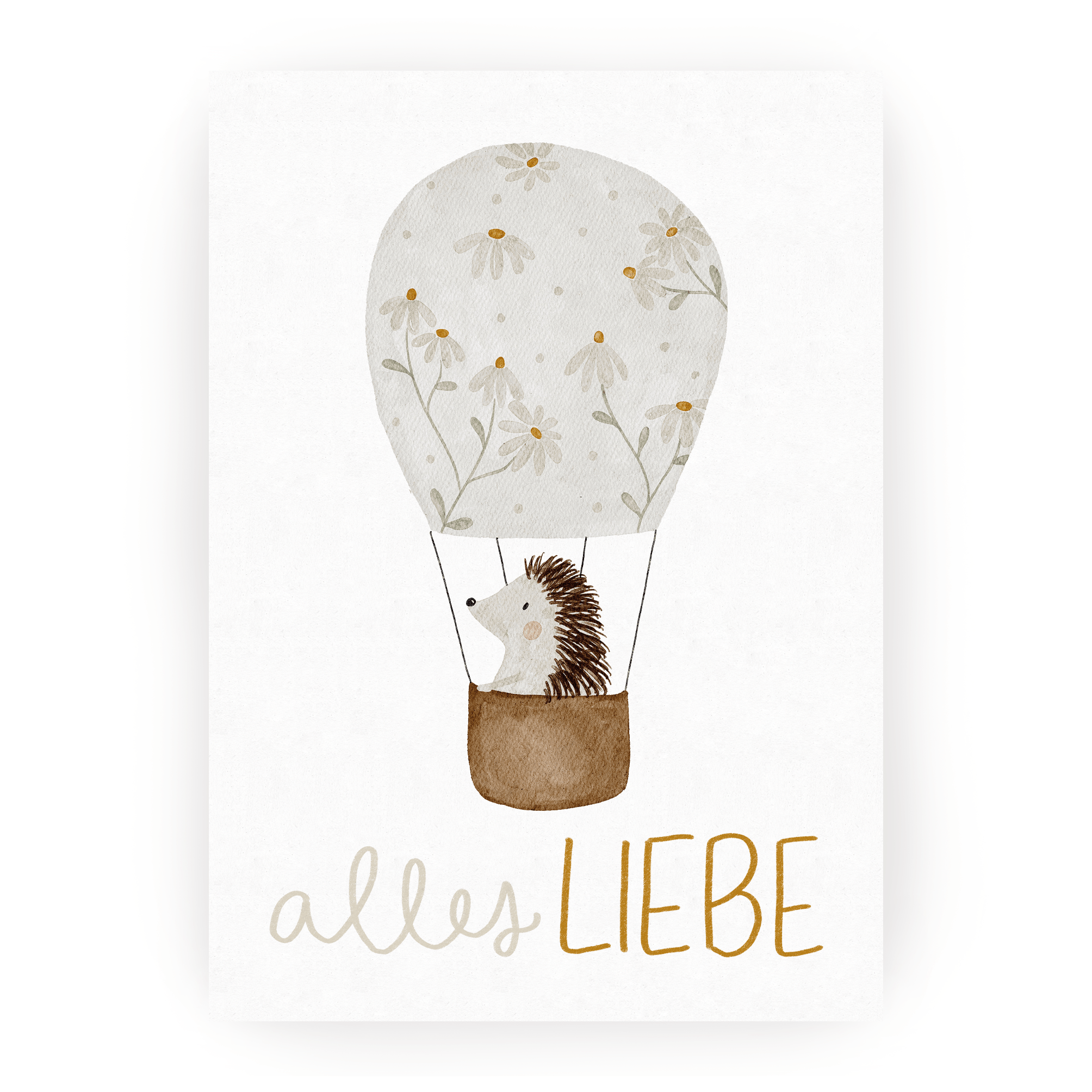 Hej Hanni Postkarte Geburtstag Heißluftballon Igel