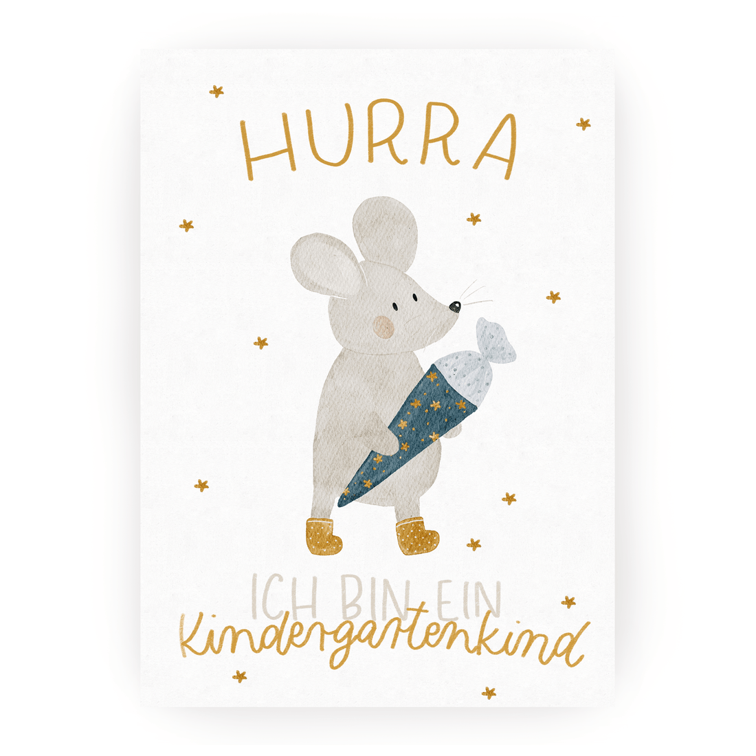 Hej Hanni Postkarte Kindergartenkind Maus
