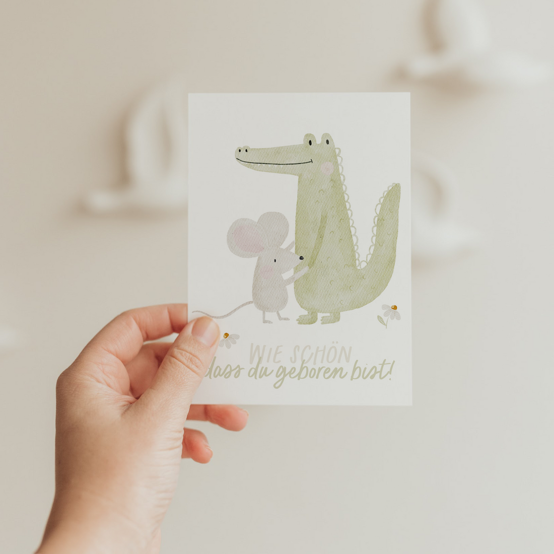 Hej Hanni Postkarte Geburtstag Maus & Krokodil