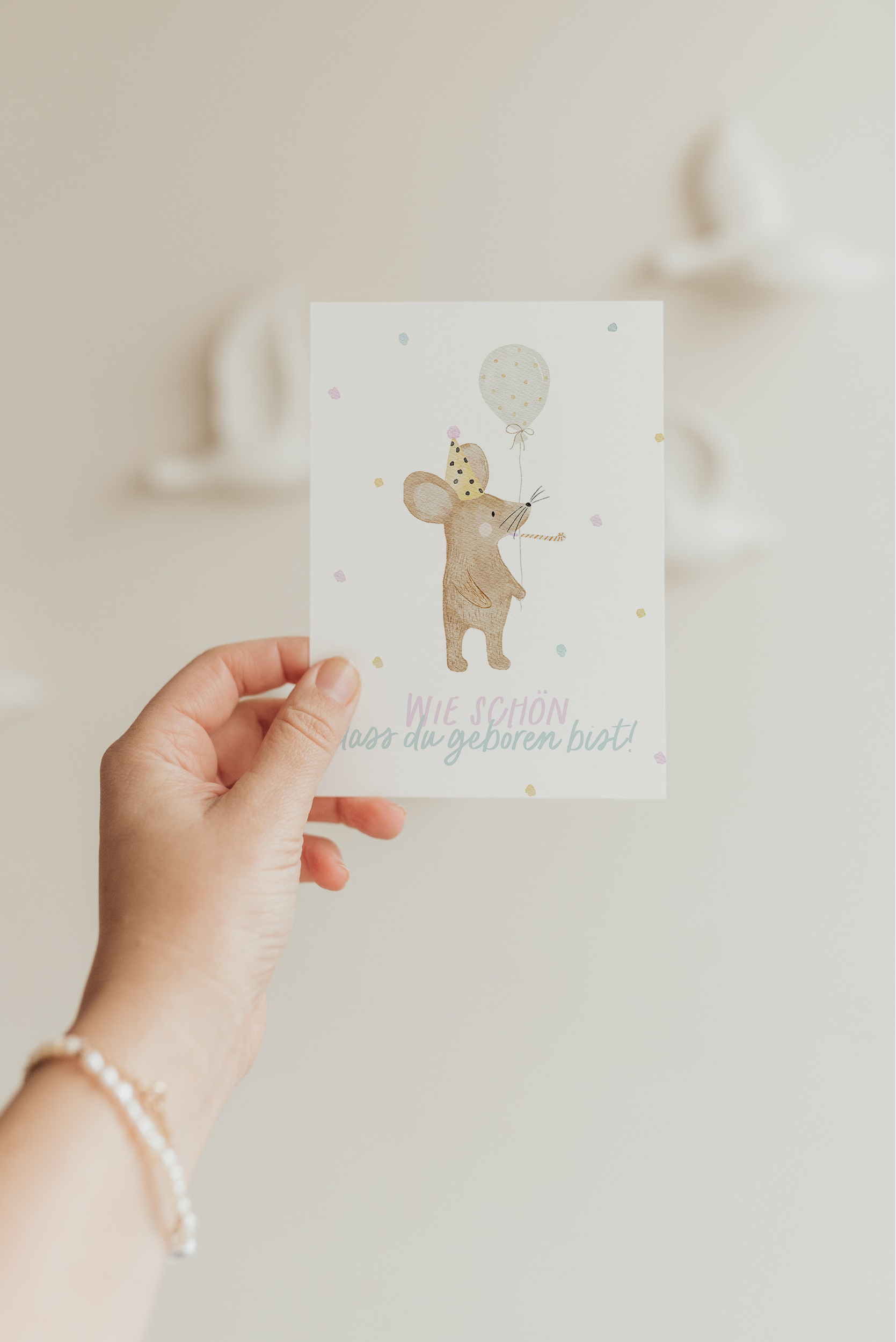 Hej Hanni Postkarte Geburtstag Maus